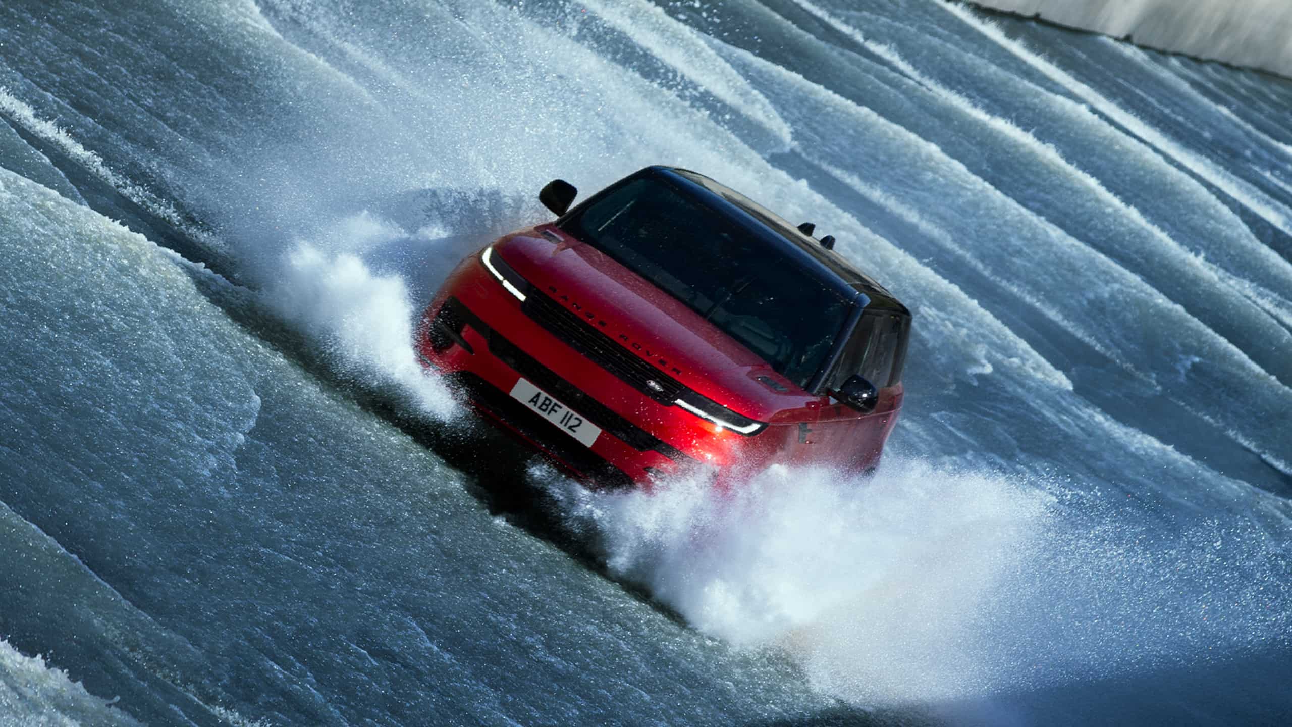 Range Rover driving in water